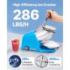 imageVEVOR Ice Crusher Machine 143lbs Per Hour Electric 2 Blades Snow Cone Maker Stainless Steel Shaved Ice Machine with Bowl and Cover 300W 2000RPM IceShaver for Home and Commercial Use SilverBlue