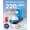 imageVEVOR Ice Crusher Machine 220lbs Per Hour Electric 4 Blades Snow Cone Maker Stainless Steel Shaved Ice Machine with Bowl and Cover 300W 1400RPM IceShaver for Home and Commercial Use BlueBlue
