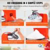 imageVEVOR Ice Crusher Machine 440lbs Per Hour Electric 4 Blades Snow Cone Maker All Stainless Steel Shaved Ice Machine with Bowl and Cover 350W 1400RPM IceShaver for Home and Commercial Use SilverOrange