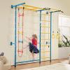 imageVEVOR Indoor Jungle Gym for Toddlers 7in1 Climbing Playset with Carbon Steel Swedish Ladder Wall Ladder PullUp Bar Rope Ladder and Gymnastic Rings Supports 220 lbs Multicolor7in1