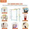 imageVEVOR Indoor Jungle Gym for Toddlers 7in1 Climbing Playset with Carbon Steel Swedish Ladder Wall Ladder PullUp Bar Rope Ladder and Gymnastic Rings Supports 220 lbs Multicolor7in1