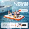 imageVEVOR Inflatable Floating Dock Inflatable Dock Platform NonSlip Air Dock Platform with Portable Carrying Bag ampamp Detachable Ladder Floating Platform Island Raft for Pool Beach Ocean8 x 6 FT
