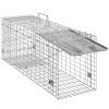 imageVEVOR Live Animal Cage Trap 31quot x 10quot x 12quot Humane Cat Trap Galvanized Iron Folding Animal Trap with Handle for Rabbits Stray Cats Squirrels Raccoons Groundhogs and Opossums