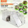 imageVEVOR Live Animal Cage Trap 31quot x 10quot x 12quot Humane Cat Trap Galvanized Iron Folding Animal Trap with Handle for Rabbits Stray Cats Squirrels Raccoons Groundhogs and Opossums