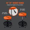 imageVEVOR Mechanic Stool 250 LBS Rolling Pneumatic Creeper GarageShop Seat Adjustable Height 1622 inch in Padded Rolling Workshop Stool with Tool Tray for Garage Shop Auto Repair BlackOrange