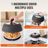 imageVEVOR Microwave Splatter Cover ampamp Mat 108quot Collapsible Microwave Lid for Food 500F HeatResistant Silicone ampamp Tempered Glass Splatter Guard for Plate Dish MultiPurpose Kitchen Gadget with Handle1 Pack