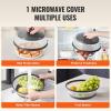 imageVEVOR Microwave Splatter Cover ampamp Mat 108quot Collapsible Microwave Lid for Food 500F HeatResistant Silicone ampamp Tempered Glass Splatter Guard for Plate Dish MultiPurpose Kitchen Gadget with Handle2 Pack