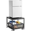imageVEVOR Mini Fridge Stand with Storage 198 lbs Mini Fridge Table with Movable Storage Cart ampamp Swivel Wheels Beverage Refrigerator Stand for Coffee Bar Mini Fridge Organizer for Home Dorm Light BrownBlack