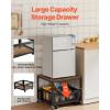 imageVEVOR Mini Fridge Stand with Storage 198 lbs Mini Fridge Table with Movable Storage Cart ampamp Swivel Wheels Beverage Refrigerator Stand for Coffee Bar Mini Fridge Organizer for Home Dorm Light BrownLight Brown
