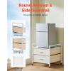 imageVEVOR Mini Fridge Stand with Storage 198 lbs Mini Fridge Table with Movable Storage Cart ampamp Swivel Wheels Beverage Refrigerator Stand for Coffee Bar Mini Fridge Organizer for Home Dorm Light BrownWhite