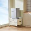 imageVEVOR Mini Fridge Stand with Storage 198 lbs Mini Fridge Table with Movable Storage Cart ampamp Swivel Wheels Beverage Refrigerator Stand for Coffee Bar Mini Fridge Organizer for Home Dorm Light BrownWhite