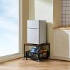 imageVEVOR Mini Fridge Stand with Storage 198 lbs Mini Fridge Table with Movable Storage Cart ampamp Swivel Wheels Beverage Refrigerator Stand for Coffee Bar Mini Fridge Organizer for Home Dorm Light BrownDark Brown