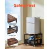 imageVEVOR Mini Fridge Stand with Storage 198 lbs Mini Fridge Table with Movable Storage Cart ampamp Swivel Wheels Beverage Refrigerator Stand for Coffee Bar Mini Fridge Organizer for Home Dorm Light BrownDark Brown