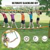 imageVEVOR Ninja Warrior Obstacle Course for Kids 2 x 65 ft Weatherproof Slacklines 500lbs Weight Capacity Monkey Line Outdoor Playset Equipment Backyard Toys Training Equipment Set with 12 Obstacles1 x 60ft