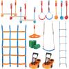 imageVEVOR Ninja Warrior Obstacle Course for Kids 2 x 65 ft Weatherproof Slacklines 500lbs Weight Capacity Monkey Line Outdoor Playset Equipment Backyard Toys Training Equipment Set with 12 Obstacles2 x 56ft