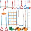 imageVEVOR Ninja Warrior Obstacle Course for Kids 2 x 65 ft Weatherproof Slacklines 500lbs Weight Capacity Monkey Line Outdoor Playset Equipment Backyard Toys Training Equipment Set with 12 Obstacles2 x 60ft