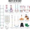imageVEVOR Ninja Warrior Obstacle Course for Kids 2 x 65 ft Weatherproof Slacklines 500lbs Weight Capacity Monkey Line Outdoor Playset Equipment Backyard Toys Training Equipment Set with 12 Obstacles2 x 60ft