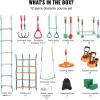 imageVEVOR Ninja Warrior Obstacle Course for Kids 2 x 65 ft Weatherproof Slacklines 500lbs Weight Capacity Monkey Line Outdoor Playset Equipment Backyard Toys Training Equipment Set with 12 Obstacles2 x 65ft