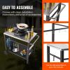 imageVEVOR Outdoor Grill Dining Cart with DoubleShelf BBQ Movable Food Prep Table Multifunctional Stainless Steel Table Top Portable Modular Carts for Pizza Oven Worktable with 2 Wheels Carry HandleStainless Steel Table Top
