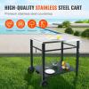 imageVEVOR Outdoor Grill Dining Cart with DoubleShelf BBQ Movable Food Prep Table Multifunctional Stainless Steel Table Top Portable Modular Carts for Pizza Oven Worktable with 2 Wheels Carry HandleStainless Steel Table Top