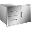 imageVEVOR Outdoor Kitchen Door Drawer Combo 325quot W x 216quot H x 205quotD Access DoorDouble Drawers with Paper Towel Rack Stainless Steel Handles for BBQ Islands