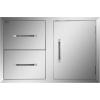 imageVEVOR Outdoor Kitchen Door Drawer Combo 325quot W x 216quot H x 205quotD Access DoorDouble Drawers with Paper Towel Rack Stainless Steel Handles for BBQ Islands