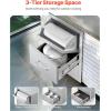 imageVEVOR Outdoor Kitchen Drawers 165quotW x 29quotH x 205quotD Triple Access Drawers Stainless Steel Flush Mount Cabinets BBQ Island Drawers Storage with Paper Towel Holder ampamp Handle for Patio Grill Station