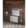 imageVEVOR Outdoor Kitchen Drawers 178W x 202H x 122D Inch Flush Mount Double BBQ Drawer Stainless Steel BBQ Island with Handle for Outdoor Kitchens or Patio Grill Station