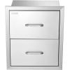 imageVEVOR Outdoor Kitchen Drawers 178W x 202H x 122D Inch Flush Mount Double BBQ Drawer Stainless Steel BBQ Island with Handle for Outdoor Kitchens or Patio Grill Station