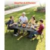 imageVEVOR Outdoor Patio Dining Table 37 inch Square Metal Steel Slat Backyard Bistro Tables with 15 in Umbrella Hole Outside AllWeather Large Furniture for Lawn Garden Porch Black59 inch