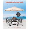 imageVEVOR Outdoor Patio Dining Table 37 inch Square Metal Steel Slat Backyard Bistro Tables with 15 in Umbrella Hole Outside AllWeather Large Furniture for Lawn Garden Porch Black59 inch