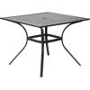 imageVEVOR Outdoor Patio Dining Table 37 inch Square Metal Steel Slat Backyard Bistro Tables with 15 in Umbrella Hole Outside AllWeather Large Furniture for Lawn Garden Porch Black37 inch