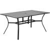 imageVEVOR Outdoor Patio Dining Table 37 inch Square Metal Steel Slat Backyard Bistro Tables with 15 in Umbrella Hole Outside AllWeather Large Furniture for Lawn Garden Porch Black59 inch