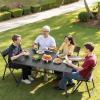 imageVEVOR Outdoor Patio Dining Table 37 inch Square Metal Steel Slat Backyard Bistro Tables with 15 in Umbrella Hole Outside AllWeather Large Furniture for Lawn Garden Porch Black59 inch