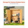 imageVEVOR Outdoor Storage Shed Large Wooden Outside Storage Cabinet with Waterproof Roof and Metal Frame Double Lockable Doors Garden Tool Shed Storage House Cabinet with Shelves 551quotx236quotx675quot551x236x675