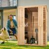 imageVEVOR Outdoor Storage Shed Large Wooden Outside Storage Cabinet with Waterproof Roof and Metal Frame Double Lockable Doors Garden Tool Shed Storage House Cabinet with Shelves 551quotx236quotx675quot58x27x78