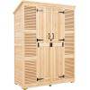 imageVEVOR Outdoor Storage Shed Large Wooden Outside Storage Cabinet with Waterproof Roof and Metal Frame Double Lockable Doors Garden Tool Shed Storage House Cabinet with Shelves 551quotx236quotx675quot58x27x78