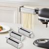 imageVEVOR Pasta Attachment for KitchenAid Stand Mixer Stainless Steel Pasta Maker Attachment Includes Pasta Sheet Roller Spaghetti Cutter Fettuccine Cutter 8 Adjustable Thickness Knob Pasta Maker 3Pcs3 SET