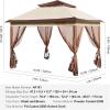 imageVEVOR Patio Gazebo for 68 Person 10 x 10 FT Backyard Gazebo with Mosquito Netting Metal Frame and PU Coated 180G Polyester Outdoor Canopy Shelter for Patio Backyard Lawn Garden DeckBrown