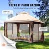 imageVEVOR Patio Gazebo for 68 Person 10 x 10 FT Backyard Gazebo with Mosquito Netting Metal Frame and PU Coated 180G Polyester Outdoor Canopy Shelter for Patio Backyard Lawn Garden DeckBeigeBlack
