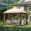 imageVEVOR Patio Gazebo for 68 Person 10 x 10 FT Backyard Gazebo with Mosquito Netting Metal Frame and PU Coated 180G Polyester Outdoor Canopy Shelter for Patio Backyard Lawn Garden DeckBeigeBlack
