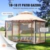 imageVEVOR Patio Gazebo for 68 Person 10 x 10 FT Backyard Gazebo with Mosquito Netting Metal Frame and PU Coated 180G Polyester Outdoor Canopy Shelter for Patio Backyard Lawn Garden DeckBeigeBlack