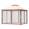 imageVEVOR Patio Gazebo for 68 Person 10 x 10 FT Backyard Gazebo with Mosquito Netting Metal Frame and PU Coated 180G Polyester Outdoor Canopy Shelter for Patio Backyard Lawn Garden DeckBeigeBlack