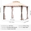 imageVEVOR Patio Gazebo for 68 Person 10 x 10 FT Backyard Gazebo with Mosquito Netting Metal Frame and PU Coated 180G Polyester Outdoor Canopy Shelter for Patio Backyard Lawn Garden DeckBeigeBlack