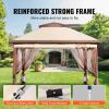 imageVEVOR Patio Gazebo for 68 Person 10 x 10 FT Backyard Gazebo with Mosquito Netting Metal Frame and PU Coated 180G Polyester Outdoor Canopy Shelter for Patio Backyard Lawn Garden DeckBrown