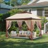 imageVEVOR Patio Gazebo for 68 Person 10 x 10 FT Backyard Gazebo with Mosquito Netting Metal Frame and PU Coated 180G Polyester Outdoor Canopy Shelter for Patio Backyard Lawn Garden DeckBrown
