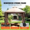 imageVEVOR Patio Gazebo for 68 Person 10 x 10 FT Backyard Gazebo with Mosquito Netting Metal Frame and PU Coated 180G Polyester Outdoor Canopy Shelter for Patio Backyard Lawn Garden DeckBeigeBlack