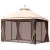imageVEVOR Patio Gazebo for 68 Person 10 x 10 FT Backyard Gazebo with Mosquito Netting Metal Frame and PU Coated 180G Polyester Outdoor Canopy Shelter for Patio Backyard Lawn Garden DeckBeigeBlack