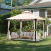imageVEVOR Patio Gazebo for 68 Person 10 x 10 FT Backyard Gazebo with Mosquito Netting Metal Frame and PU Coated 180G Polyester Outdoor Canopy Shelter for Patio Backyard Lawn Garden DeckBeigeBlack