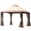 imageVEVOR Patio Gazebo for 68 Person 10 x 10 FT Backyard Gazebo with Mosquito Netting Metal Frame and PU Coated 180G Polyester Outdoor Canopy Shelter for Patio Backyard Lawn Garden DeckBeigeBlack